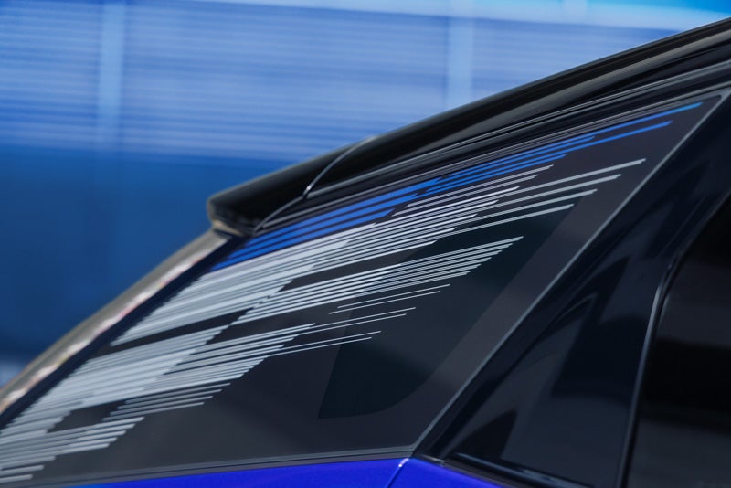 Close-up of the Modern Pattern on the 2026 OPTIQ-V Rear Quarter Glass | Ed Morse Cadillac Delray Beach FL in Delray Beach FL